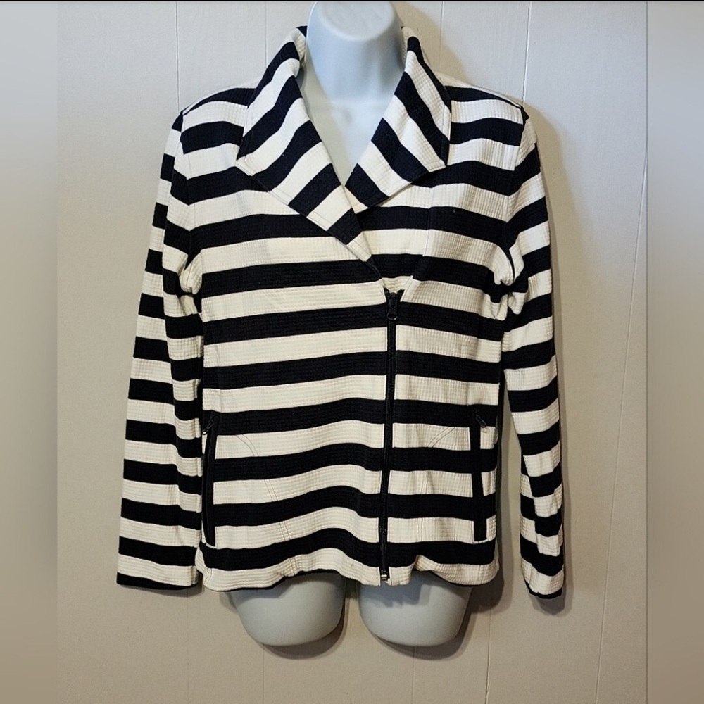 Talbots Black and White Striped Jacket Mp
